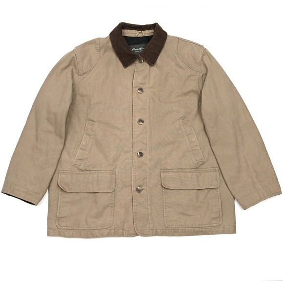 Eddie Bauer Jacket Mens XXL Khaki Barn‎ Chore Field Coat Corduroy Collar Outdoor - Picture 1 of 12